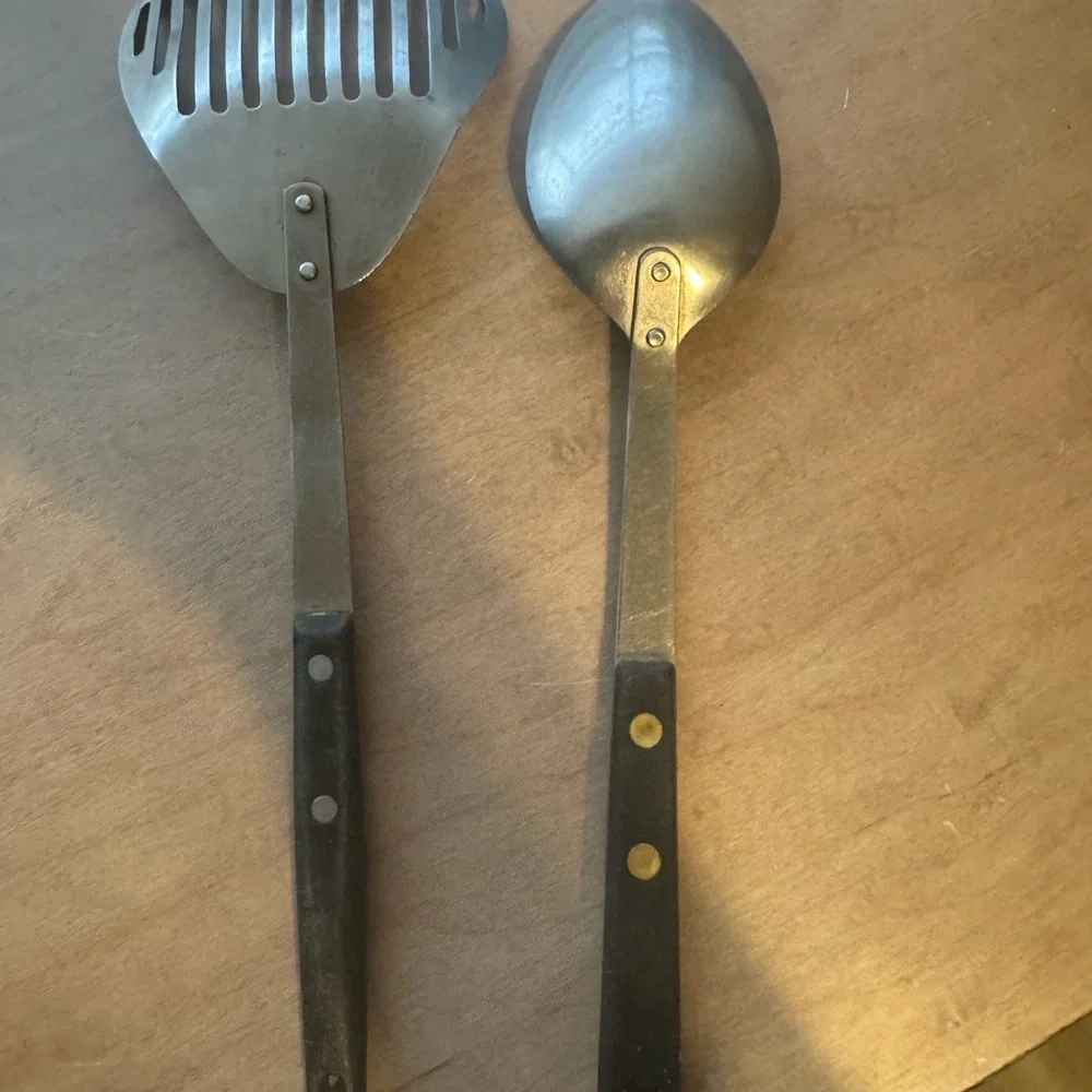 Vintage Black Handle Stainless Steel Kitchen Utensil Set